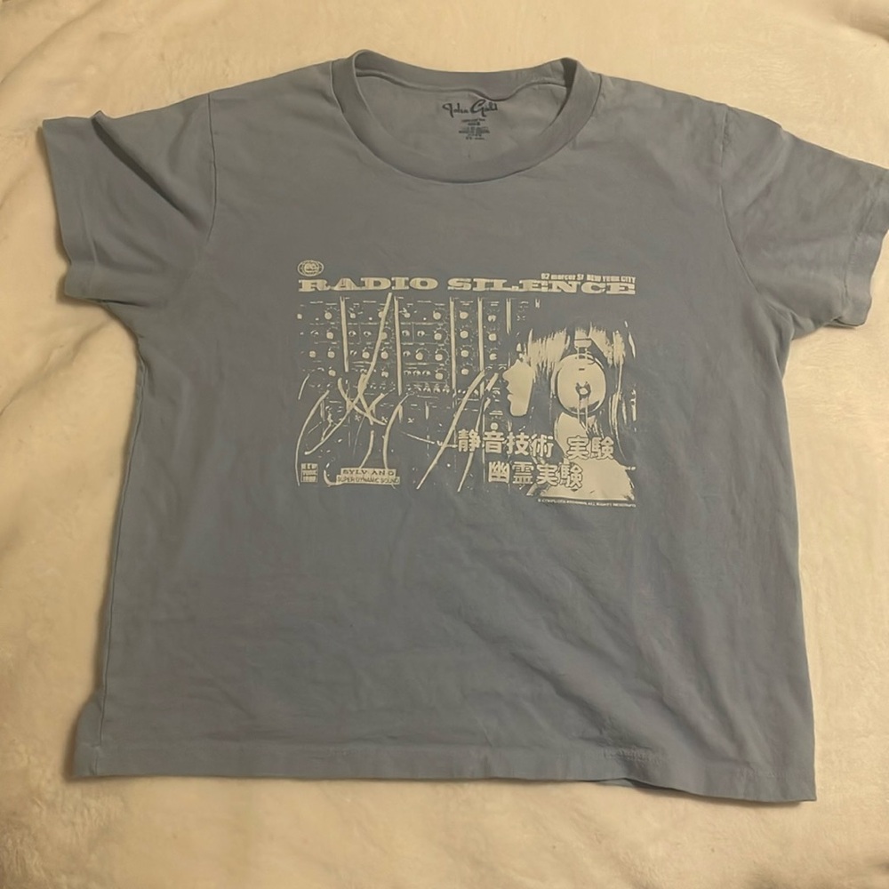 Light blue radio silence John Galt Brandy Melville baby tee